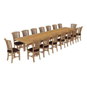 Brussels Rustic Reclaimed Teak Wood Dining Table and Chair Set