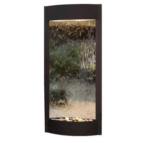 Pacifica Waters Indoor Water Fountain, Silver Mirror, Textured Black
