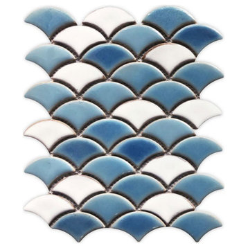 Mosaic Handmade Porcelain Tile For Swimming Pool Wet Areas & More, Blue White