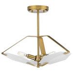 Progress Lighting - Rae Collection 3-Light Semi-Flush Convertible - Execute bold visions and design statements with the Rae Collection's Three-Light Semi-Flush Convertible. A blend of geometric shapes and a sculpted hand artisan frame allows this light fixture to double as a stunning work of art. A glowing golden finish brings this modern ceiling light to life for an awe-inspiring lighting experience guaranteed to spark conversation amongst your gazing guests.