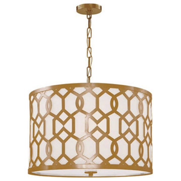 Libby Langdon for Jennings 24" Drum Chandelier in Aged Brass