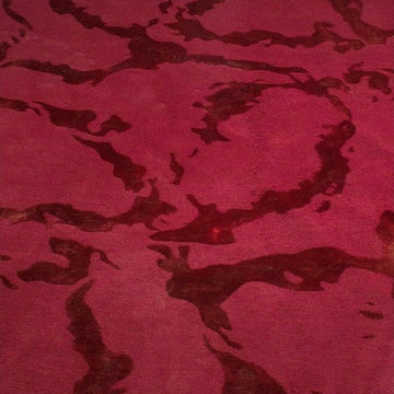 LARGE RUBY RED SILK / WOOL AND CARPET (12' X 12')
