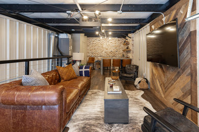 Urban family room photo in Houston