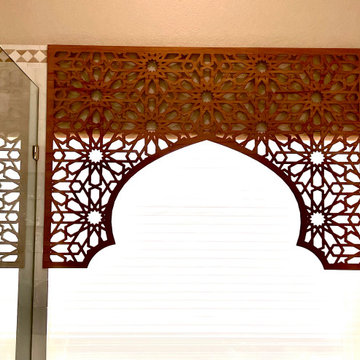 Custom Balsa Wood Valance Laser Cut to Match the Moroccan Mosaic Tile