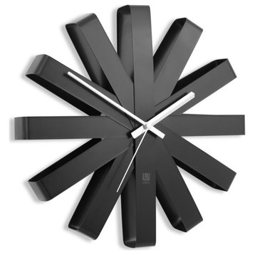 Ribbon Wall Clock, Black