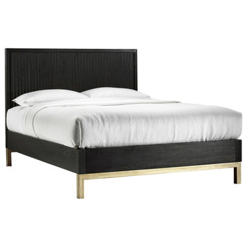 Genovese Modern Platform Bed - Black and Gold, Eastern King