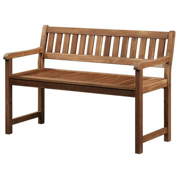 Riverbay Furniture Patio Wood Bench in Brown Teak