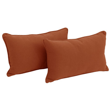 20"X12" Double-Corded Solid Twill Back Support Pillows, Set of 2, Spice