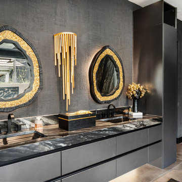 Versace-inspired primary bathroom suite
