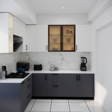 Elegant Grey and White Kitchen Layout