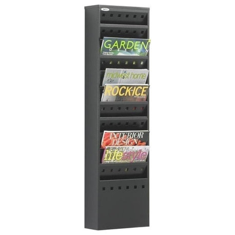 Pemberly Row 11-Pocket Steel Magazine Rack in Black