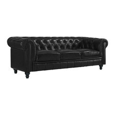 50 Most Por Chesterfield Tufted Leather Sofas For 2018 Houzz Sofamania Clic Chesterfield Scroll Arm Sofa In Genuine Leather Black Sofas