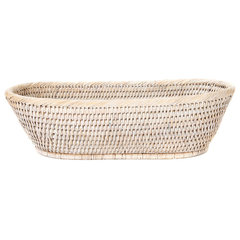 Kouboo La Joll Rattan Fruit Bowl, Large, White-Wash