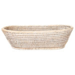 Artifacts Trading Company - Artifacts Rattan™ Oval Taper Basket, White Wash - Our stunning bread baskets will add that perfect accent to any table setting and add an elegant touch to your kitchen and serving decor.