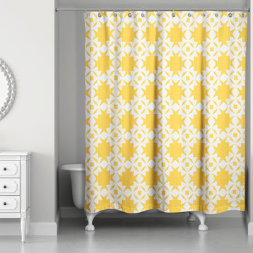 Folk Southwestern Pattern in Yellow Shower Curtain