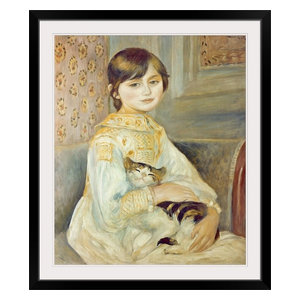 overstockArt Julie Manet with Cat 1887 Artwork by Renoir with Rococo Silver Frame