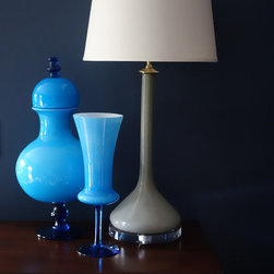 Mid Century Italian Empoli Glass Vases and Lamp - Vases