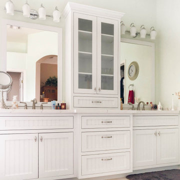 White Bathroom Vanity with His and Hers Sink