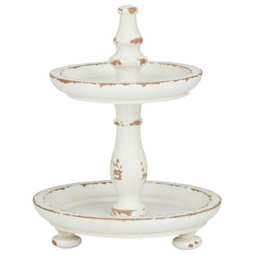Country Cottage White Wood Tiered Server 561812