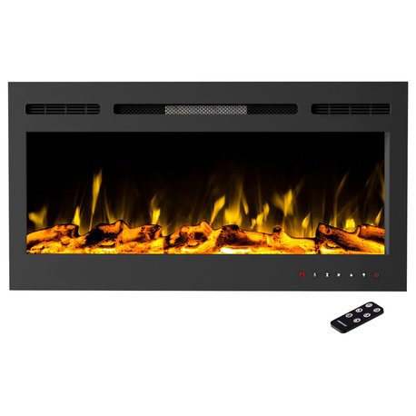 36" Front Vent, Wall Mount or Recessed Fireplace, Black