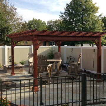 Traditional Wood Pergola with Signature Pond & Patio
