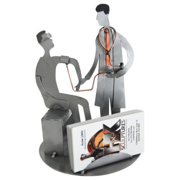 Doctor With Patient, Business Card Holder and Metal Figurine