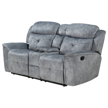 ACME Mariana Loveseat With Console, Motion, Silver Gray Fabric