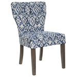 OSP Home Furnishings - Andrew Dining Chair, Blue With Gray Brushed Legs - The traditionally classic Andrew Dining Chair provides premium comfort and lasting beauty to every home. Our accent chair with solid wood legs and button tufted back, will be at home around the dining room table, as well as any writing desk. Available in several chic fabric choices that will pair seamlessly with traditional, contemporary, cottage or rustic farm-style decor. High performance easy care fabric, and woodblock construction ensures long-lasting durability. Relax with the joy of simple assembly.