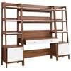 Bixby 3-Piece Wood Office Desk and Bookshelf, Walnut White