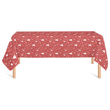 Winter Tree Pattern Red 6 58x102 Tablecloth