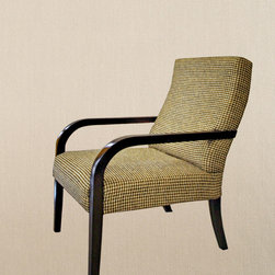 Metaphor | Upholstered Armchair with Curved Armrest in Wood - Armchairs And Accent Chairs