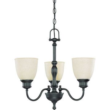 Nuvo Bella 3-Light Aged Bronze and Biscotti Glass Chandelier