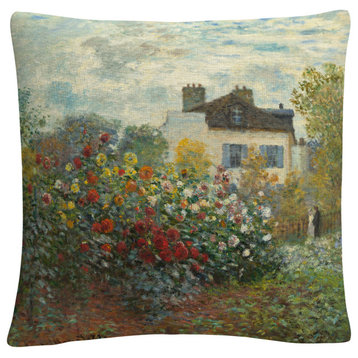 Claude Monet 'The Artists Garden, Argenteuil' Decorative Throw Pillow