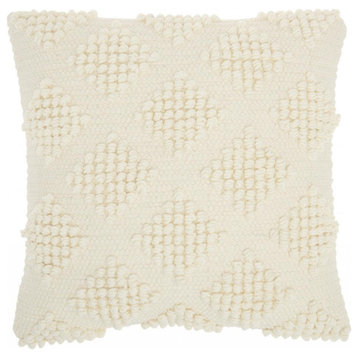 Ivory Textured Diamonds Throw Pillow - 386174