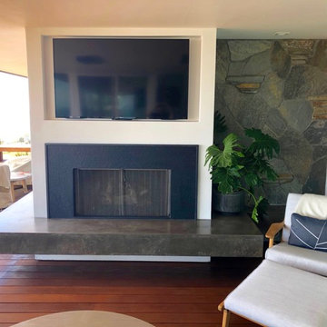 Concrete hearth floating bench