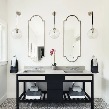 four leaf clover cement pattern in charming oakwood residence by z+ interiors
