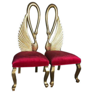 Infinity Gold Swan Chairs, Set of 2, Red