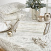 Distressed Foil Metallic Design Glam Cotton Tablecloth, 54"x54", Silver, Square