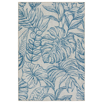 Vibe Tropic Indoor/Outdoor Floral Navy/Taupe Area Rug 5'X8'