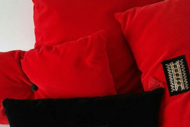 Cuscini velluto rosso nero