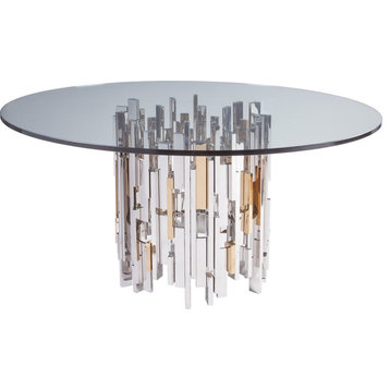 Cityscape Dining Table - Stainless Steel, Brass