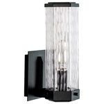 Norwell Lighting - Norwell Lighting Polygon 1 Light 10.50" Sconce, Matte Black 1175-MB-WAV - Unique outdoor fixture with six sided, wavy glass, with matte black finish