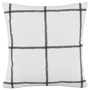 18" Decorative Pillow Polyester Insert, Line Tattersall Grey