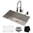 28 1/2" Undermount Stainless Steel Kitchen Sink, Pull-Down Faucet SSMB Dispenser