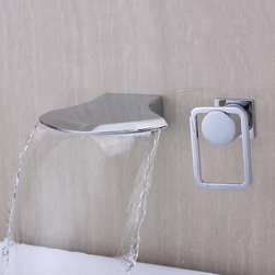 Contemporary Widespread Waterfall Bathroom Sink Tap (Chrome) T6035 - Bathroom Sink Faucets