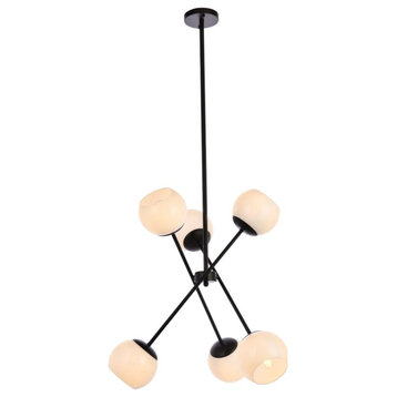 Living District LD657D24BK Axl 24" Pendant, Black With White Shade