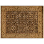 Bareens Designer Rugs - Vegtable Dye Pak Persian Carmelit Brown/Tan Wool Rug - 9'0'' x 12'2'' - Designed with mesmerizing intricacy and gorgeous color palette, this hand-knotted masterpiece demonstrates the beauty and electrifying thrill of Pak Persian art. These meticulously hand-knotted Pak-Persian rug is made with pure wool and features breathtaking traditional, transitional, and tribal designs in bold luxurious color pallets. Known for their intricate designs these rugs are a reproduction of Persian rugs, made in Pakistan with unique Mughal designs. Made by master weavers using the same Persian texture, design and dying technique, we wanted to produce the most significant manifestation of Persian art, life, and culture. This rug is most famous for its exceptional quality, incredible designs, patterns, and vibrant rich color. Pak-Persian rugs made with Persian weave with high knot counts, which enables the high intricacy and detail found in the patterns are also referred to as "State of art", each color adds a rich beautiful detail in the artwork of this rug. The design, color, and beautiful chromatic composition with a vibrant sheen with intricate designs, exude beauty, elegance, and quality make this rug a masterpiece of its own.