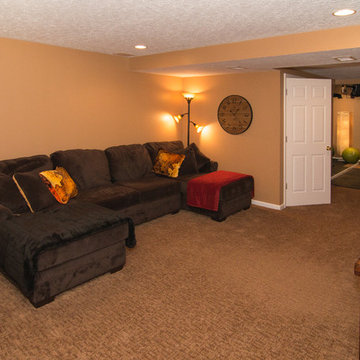 Finished basement with exercise area and small bath in Wexford, PA