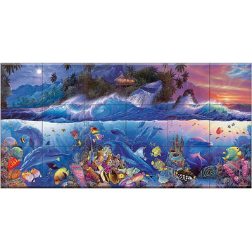 Tile Mural Bathroom Backsplash - Beyond the Reef II  - by Christian Riese Lassen