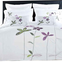 Royal Tradition - South Garden 5PC Embroidered Duvet Cover Set - Duvet Covers And Duvet Sets